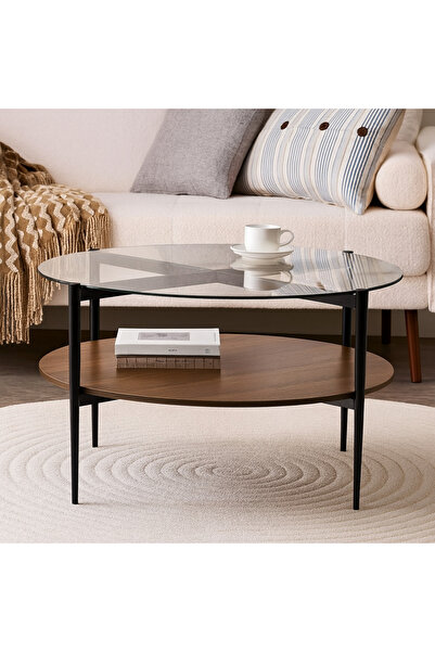 Generic Coffee table 85x44 cm - brown and gold