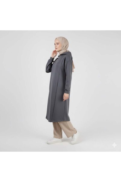 Mersha Collection Mersha Breastfeeding Detailed Hooded Winter Pocketed Fleece-Lined Sweat 100cm