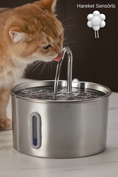 Aryuper Sensörlü 2.2 L Göstergeli Paslanmaz Çelik Kedi Köpek Için Su Pınarı S...