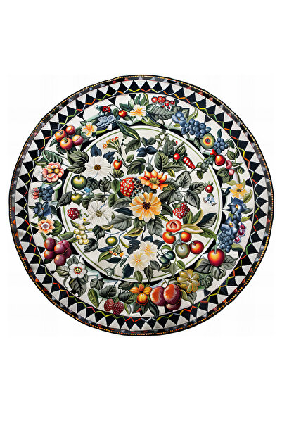 Rugs Modern Halı سجادة ديكور عصرية من مجموعة باريس، مستديرة، بتفاصيل زهور، مت...