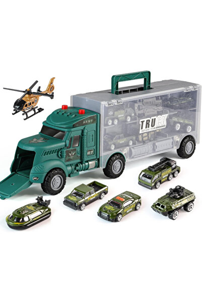 Smart Play Military Truck Toy Set, 7 pieces, Mini Military Vehicles, Sound and Light, 8-12 Years