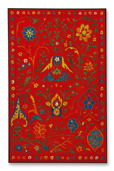 Rugs Modern Halı MOSSO Κόκκινο Θέμα με μοτίβο κισσού και λουλουδιών, υφαντή β...