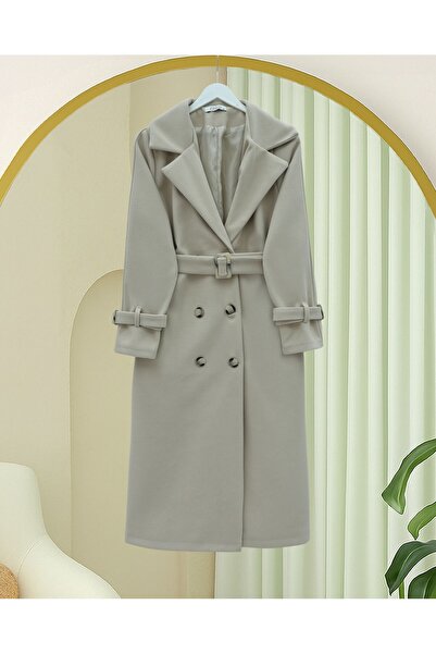 HİJABAYA Кашмирено палто с копчета отпред, колан на талията и ръкави, с джобо...