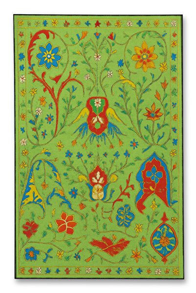 Rugs Modern Halı MOSSO Πράσινο Θεματικό Χαλί με Σχέδιο Κισσού και Λουλουδιών,...