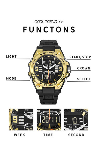 shiyunmei Multifunctional Dual Display Watch Fashion Trendy Sports Glow-in-the-Dark Electronic Watch