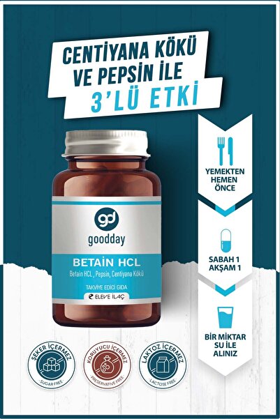 ASFSTORE Goodday Betain HCL Pepsin 60 Kapsül