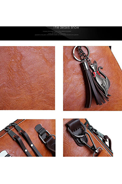 Generic 4-Piece Double Zipper Bags Brown