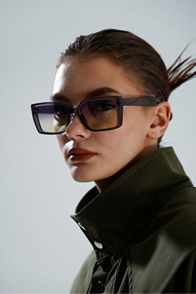 miii Nolita Rectangular Framed Smoked Vintage Retro Glasses Uv Protection