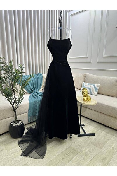 Thara royal black evening dress