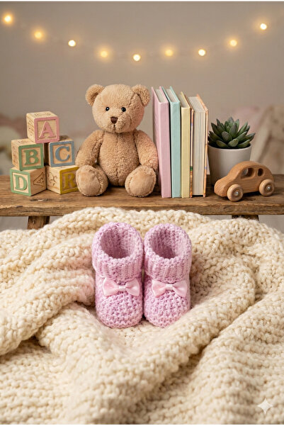 CloudStone Bebek Fiyonklu Triko Örgü Kışlık Patik