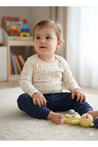 Şimo Butik Girl Boy Child Baby Long Sleeve Snap Fastener Bodysuit-Badi 100% O...