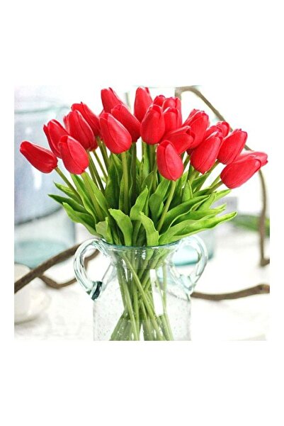 DOMEET 10PCS Artificial Flower Red Tulip Fake Tulips Flowers Bouquet Home Fake Flower Decoration for Weddin