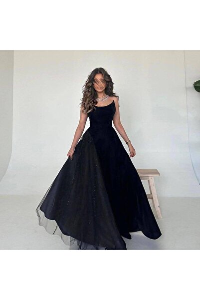 Thara royal black evening dress