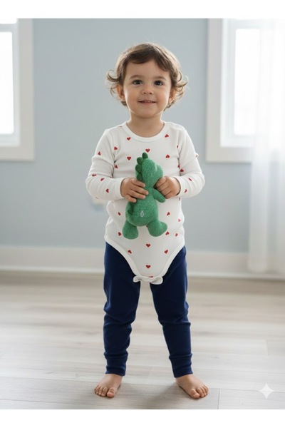 Şimo Butik Girl Boy Child Baby Long Sleeve Snap Fastener Bodysuit-Badi 100% O...