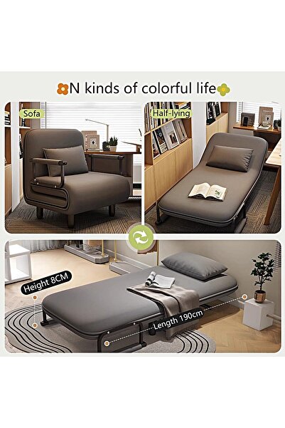 Enjoylifeme Folding Chair Bed, Velvet Sleeper Sofa, 3 in 1 Folding Bed with 5-levels Adjustable Backrest Gray