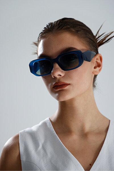 miii Square Thick Blue Framed Retro Vintage Unisex Eyewear Uv Protection