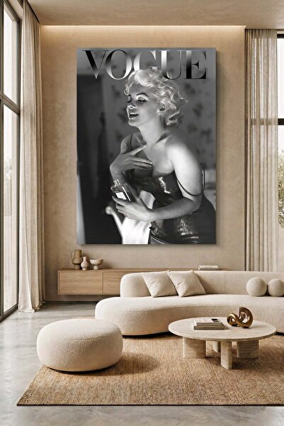 Wallivo Siyah Beyaz Vogue - Marilyn Monroe Makyaj Temalı Kanvas Tablo