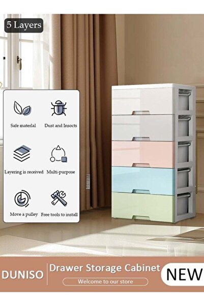 DOMEET 5-layers Drawer Storage Cabinet,Toy Storage Box, Plastic Floor Storage Cabinet Drawer Storage Organi