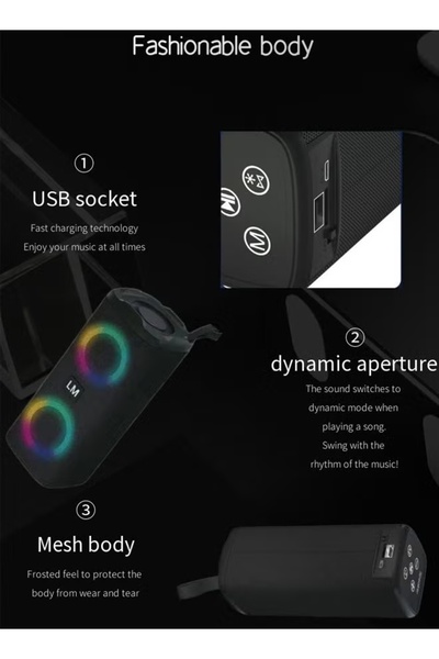 Generic Bluetooth Speaker IPX7 Waterproof Wireless USB Speaker LED Melody 70W High Volume Stereo Sound RGB