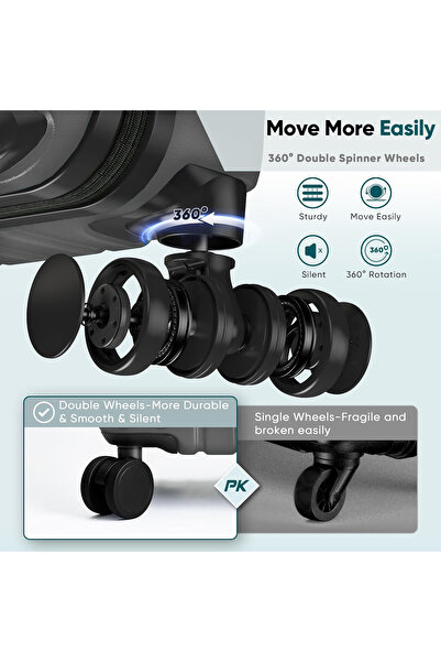 AZZHAAR Luggage Set 3-Piece Carry On Luggage ABS Material Hard Shell Suitcase Scalable Trolley Luggage Bag