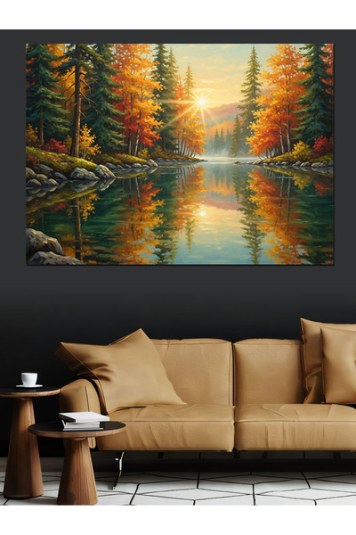 KanvasSepeti Arbori de toamnă Pictură în ulei de înaltă calitate texturat Pân...