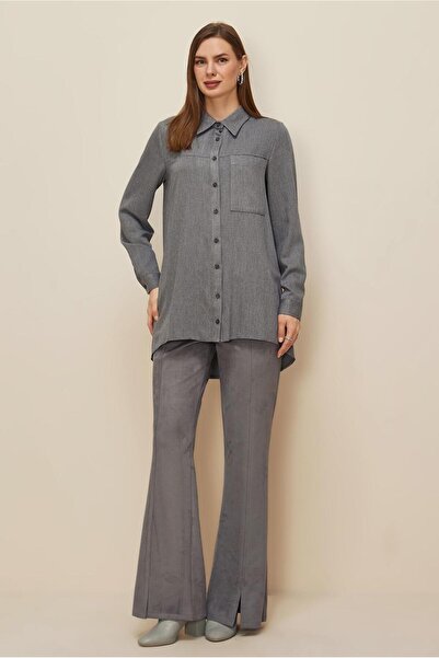 Alvina Slit Detail Suede Pants 70904