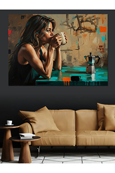 KanvasSepeti Masada Çay Drinking Tea Pictură în ulei de înaltă calitate d tex...