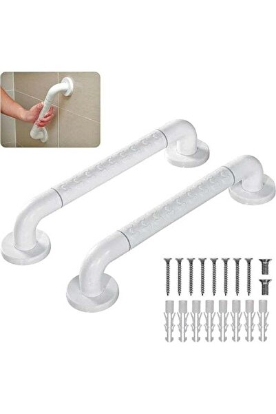 DOMEET 2 Pcs 40cm Bathroom Grab Bars with Anti-Slip Grip & Luminous Rings, Wall Mount, White