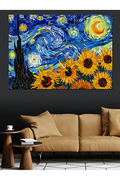 KanvasSepeti Van Gogh Starry Pictură în ulei de înaltă calitate texturat Canv...