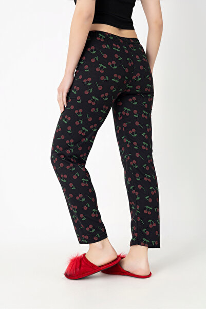 DONEX Βαμβακερό λεπτό ύφασμα που αναπνέει με λεπτομέρεια μέσης με κορδέλα Cherry B με τύπωμα Γυναικείο πιτζάμα χωρίς τσέπες