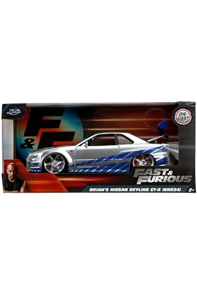 Yıldızan Jada Toys & Furious Brian s 2002 Skyline R34 Die-cast Car, 1:24 Scal...