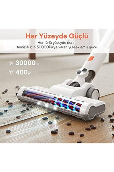 LUXEN GLEMAX Ultenic U10 Pro Kablosuz Dikey Süpürge, 30000Pa, Beyaz