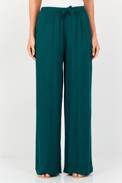 Happiness İstanbul Women Regular Fit Plain Palazzo Pants, Green