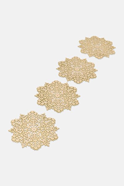 Muy Mucho 4 Piece Metallic Merry Christmas Coasters Set, Gold