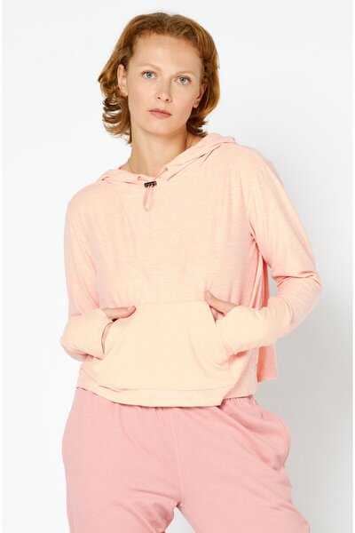 Nine West Women Brand Logo Long Sleeves Hoodie, Peach
