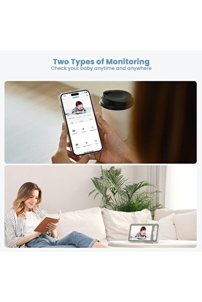CRONY 2PCS Audio Baby Monitor 1TM-1MN — Dual 2K Cameras, 5" Split Display, 360° Indoor, Night Vis