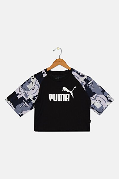 Puma Kids Girl Brand Logo Tee, Black Combo