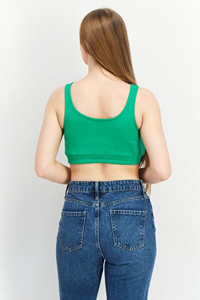 Don't Call Me Jennyfer Women Scoop Neck Sleeveless Plain Bralette Top, Green