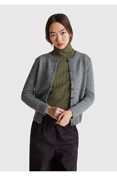 United Colors of Benetton Woman anthracite melange shetland cardigan