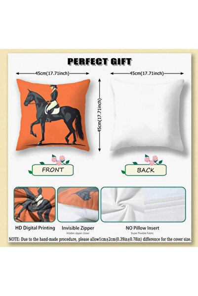 Youhe 2 件时尚舒适的枕套，带有黑马上骑士的简单矢量插图，适合作为礼物和家居装饰，只有枕芯没有枕套