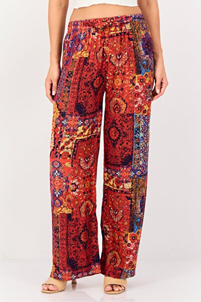 Happiness İstanbul Women Regular Fit Allover Print Palazzo Pants, Multicolor
