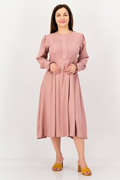 freesoul Women Pleated Midi Dress, Peach