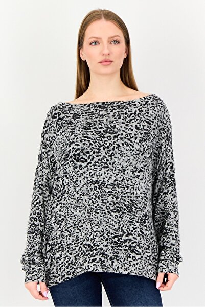 DOROTHY PERKINS Women Crew Neck Long Sleeve Animal Print Top, Multicolor