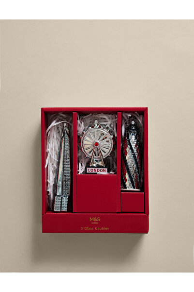Marks & Spencer 3’lü Cam Londra İkonları Yılbaşı Ağaç Süsü