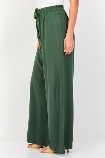 Happiness İstanbul Women Regular Fit Plain Palazzo Pants, Dark Green