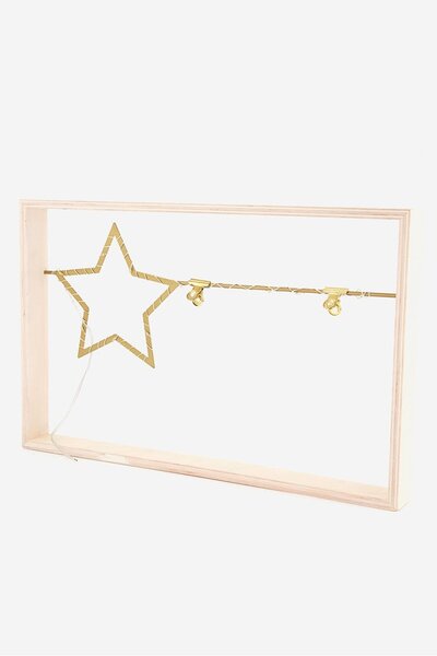 Tchibo Picture Frame With LED, Gold and Wood Combo
