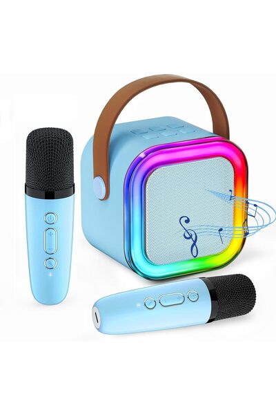 Generic Karaoke Machine for Kids with 2 Wireless Microphones, Portable Bluetooth Speaker (Blue)