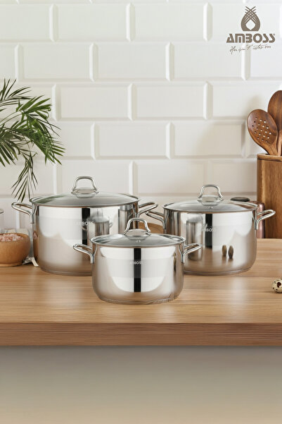 Amboss Asude 6 Piece Stainless Steel Cookware Set with Glass Lid