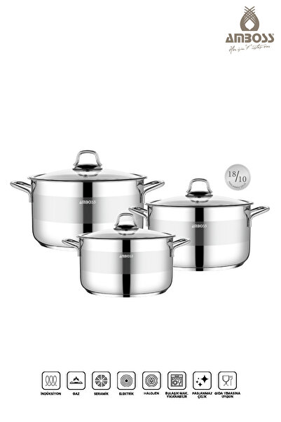 Amboss Asude 6 Piece Stainless Steel Cookware Set with Glass Lid