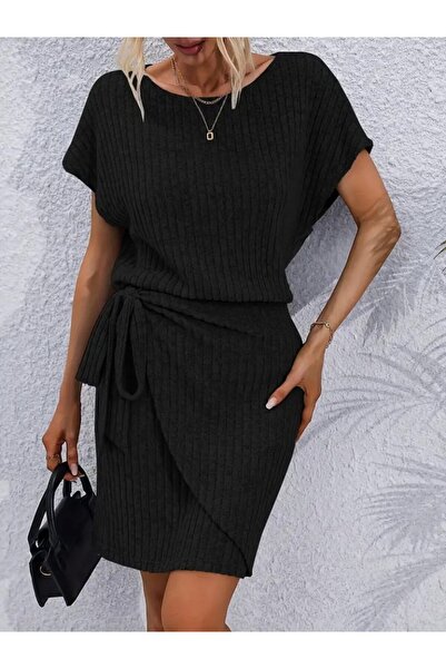 Vanceti Women's Short Sleeve Open Collar Elastic Waist Side Tie Thick Corded ...